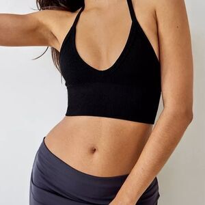 Out From Under Urban Outfitters Seamless Ribbed Halterneck Tank Top XS Black